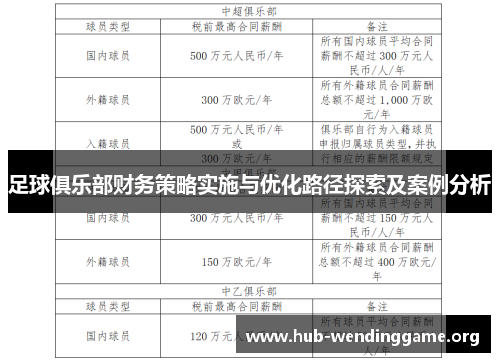 足球俱乐部财务策略实施与优化路径探索及案例分析 足球俱乐部财务策略实施与优化路径探索及案例分析